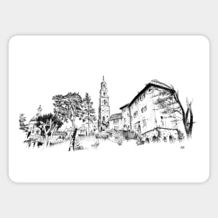 Stipple Drawing - Portmeirion, Wales Sticker